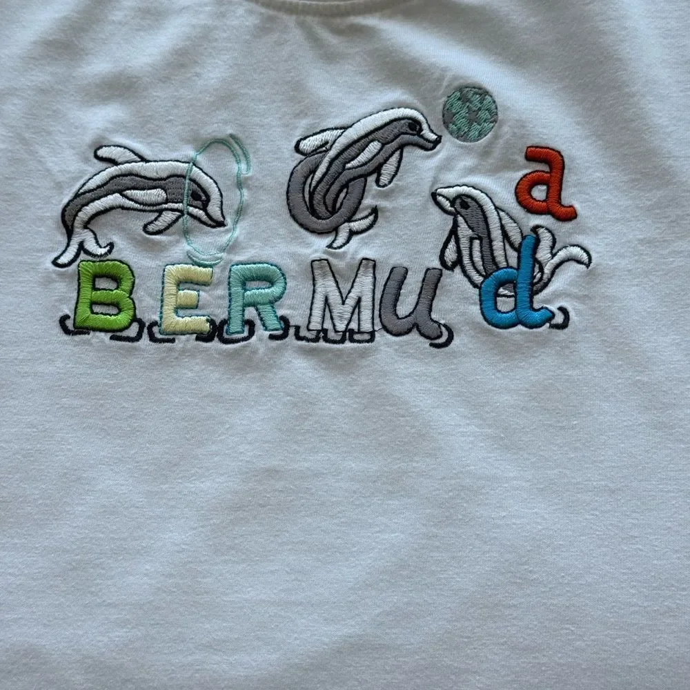 Bermuda Dolphin Embroidered Kids T-Shirt